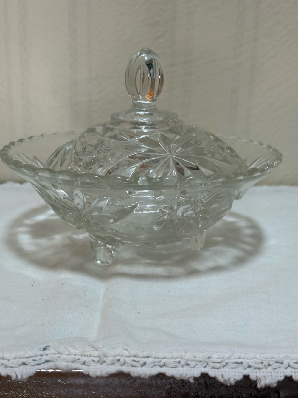 Crystal Cut Glass Covered Candy Dish - Clear - Picture 1 of 6